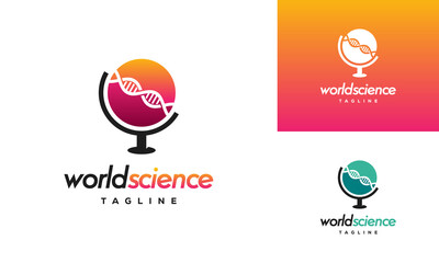 World Science logo designs concept vector, DNA Helix logo designs template