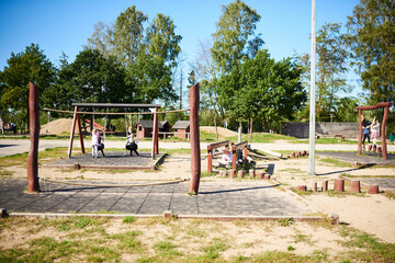 A playground with children playing