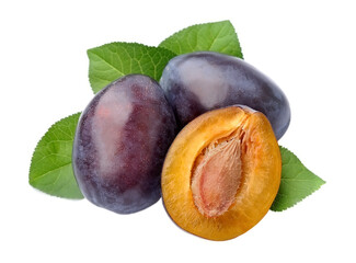 Sweet plums with leaves