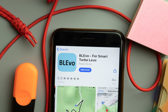 New York, United States - 7 November 2020: BLEvo For Smart Turbo Levo app store logo on phone screen, Illustrative Editorial