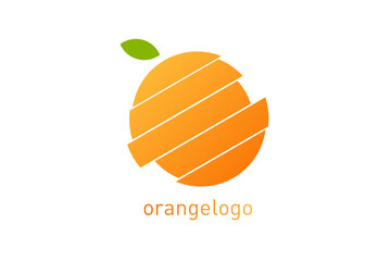 Orange logo design template, sliced fruit illustration