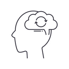 Brain process icon, linear isolated illustration, thin line vector, web design sign, outline concept symbol with editable stroke on white background.
