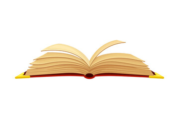 Open Old Book in Hard Cover with Yellowish Pages Vector Illustration