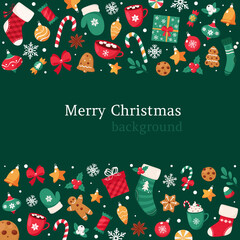 Merry Christmas background. Christmas elements collection. Vector illustration.