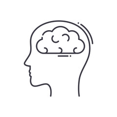 Brain icon, linear isolated illustration, thin line vector, web design sign, outline concept symbol with editable stroke on white background.