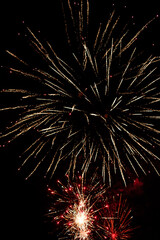 Real Fireworks on Deep Black Background Sky on Fireworks festival show before The independence day...