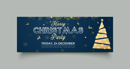 Christmas party facebook cover page timeline web ad banner template. Horizontal christmas poster, greeting cards, headers, website - obrazy, fototapety, plakaty
