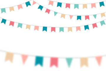 Fototapeta na wymiar Flag Bunting garland color, holidays. Vector holiday ribbon blur, template, with space for text on a white background.