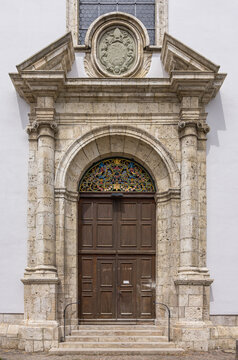 Konviktskirche Ehingen, Germany - Portal of the Konviktskirche (Dormitory Church) of Ehingen (Donau), Baden-Wurttemberg, Germany.