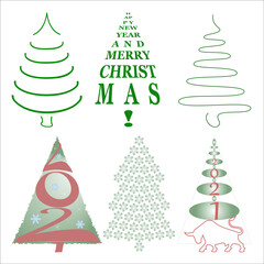 Christmas tree for postcard, vector illustration