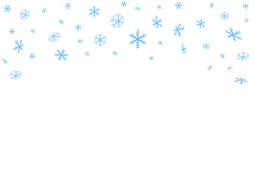Fototapeta na wymiar Snowflakes are blue. Vector winter snow illustration, background, template. Decorative decoration for Christmas and new year. With space for text.