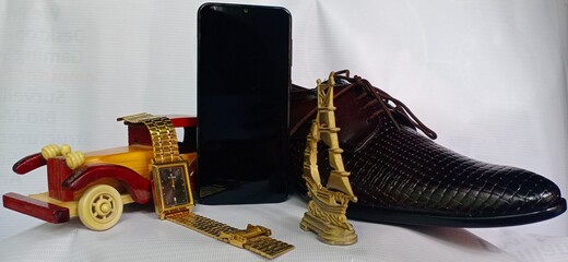 watch mobile phone leather shoe 
