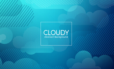 Cloud abstract vector banner design template. Cloudy abstract background text with geometric blue clouds shapes element for creative wallpaper concept. Vector illustration  
