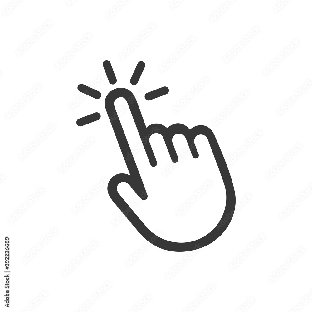 Poster click the hand cursor icon. click the hand icon. isolated vector finger pointer on white background