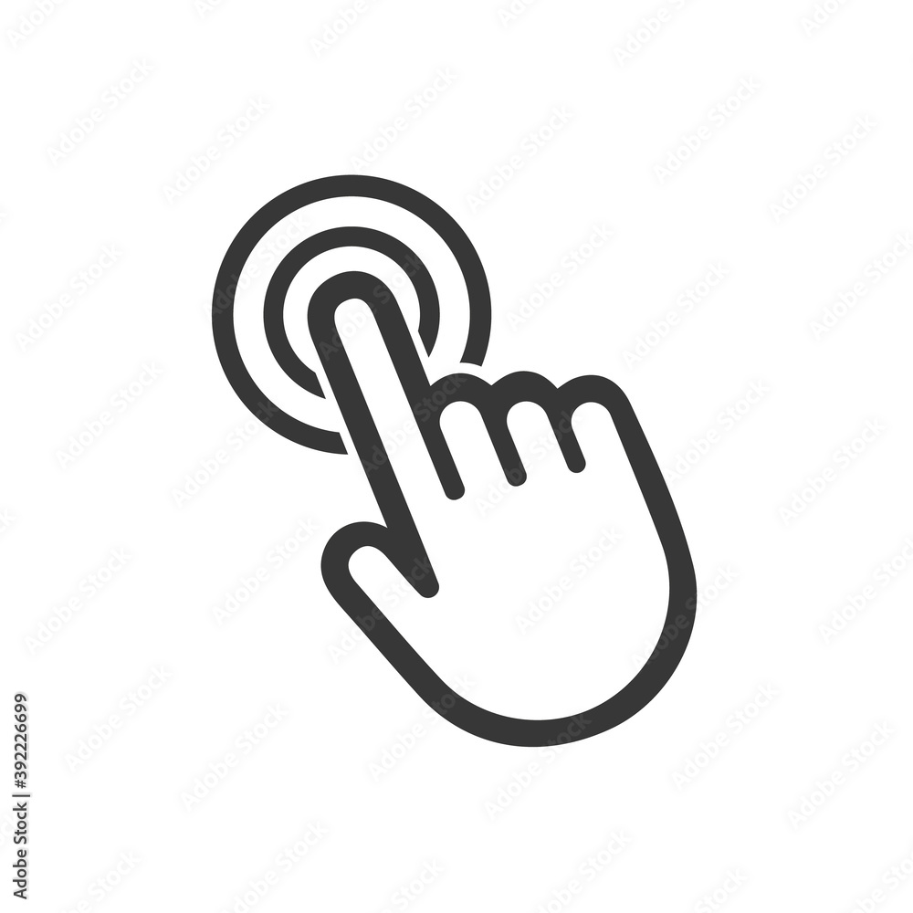Poster click the hand cursor icon. click the hand icon. isolated vector finger pointer on white background