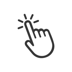 Obraz premium Click the hand cursor icon. Click the hand icon. Isolated vector finger pointer on white background