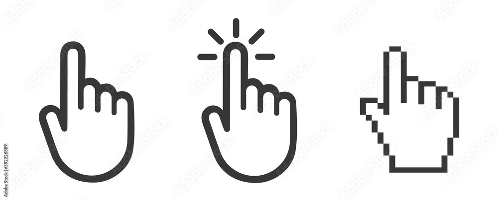Aufkleber hand cursor click symbol icon. touch vector icons. illustration isolated on white background