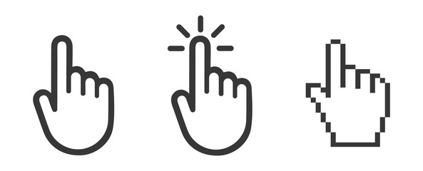 Hand cursor click symbol icon. Touch vector icons. Illustration isolated on white background