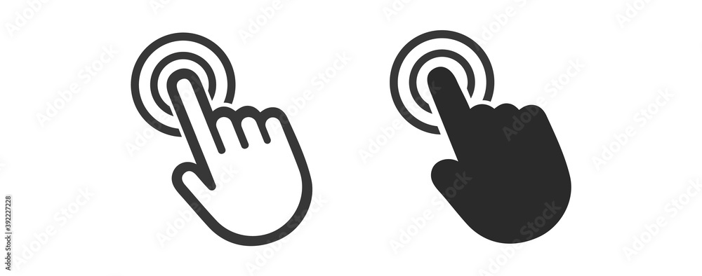 Poster hand cursor click symbol icon. touch vector icons. illustration isolated on white background