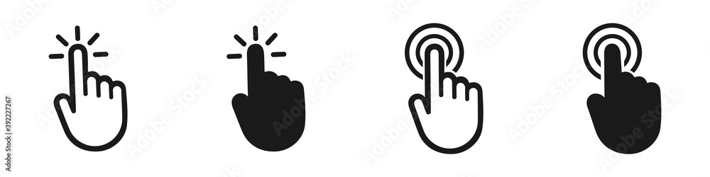 Poster hand cursor click symbol icon. touch vector icons. illustration isolated on white background