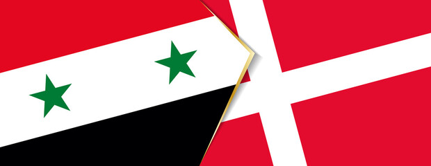 Syria and Denmark flags, two vector flags.