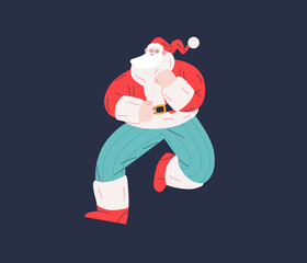 Dancing Santa - Christmas and New Year party - modern flat vector concept illustration of cheerful dancing Santa Claus