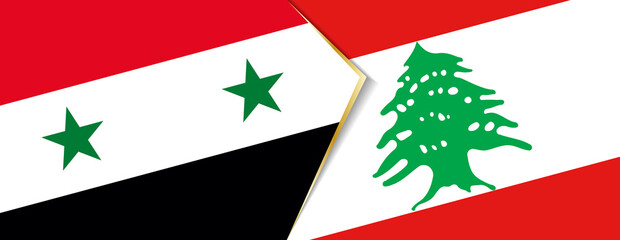 Syria and Lebanon flags, two vector flags.