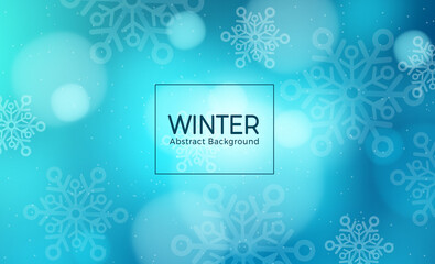 Winter abstract vector template design. Winter abstract background text with snowflakes elements in blue background for winter season cover and wallpaper. Vector illustration  
