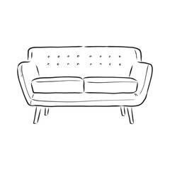 Sofa outline icon. Couch silhouette. Furniture for living room. Vector illustration. sofa vector sketch illustration