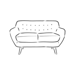 Sofa outline icon. Couch silhouette. Furniture for living room. Vector illustration. sofa vector sketch illustration
