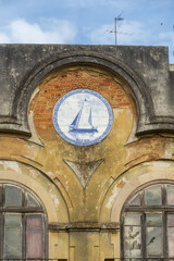 detail of a tiled facades identified in Santarem, Aveiro district, Portugal