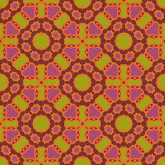 Creative color abstract geometric pattern in green brown violet, vector seamless, can be used for printing onto fabric, interior, design, textile, rug, carpet, pillows, tiles.