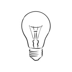design of light line vector drawing, light bulb vector sketch illustration
