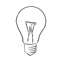 design of light line vector drawing, light bulb vector sketch illustration