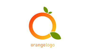 Orange logo design template, letter Q