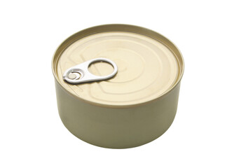 Closed aluminum tin can isolated on white background	