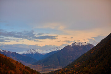 Naklejka na ściany i meble Caucasus mountains peaks nature landscape