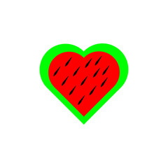 A piece of watermelon in the shape of a heart. Love for fruit sign eps ten