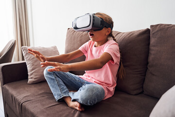Girl in virtual reality headset