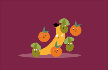 Happy fruits. Healthy  lifestyle concept for children.