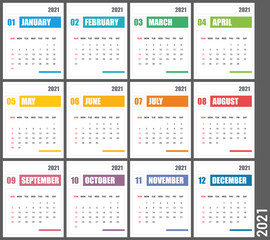 Calendar 2021 vector desing template