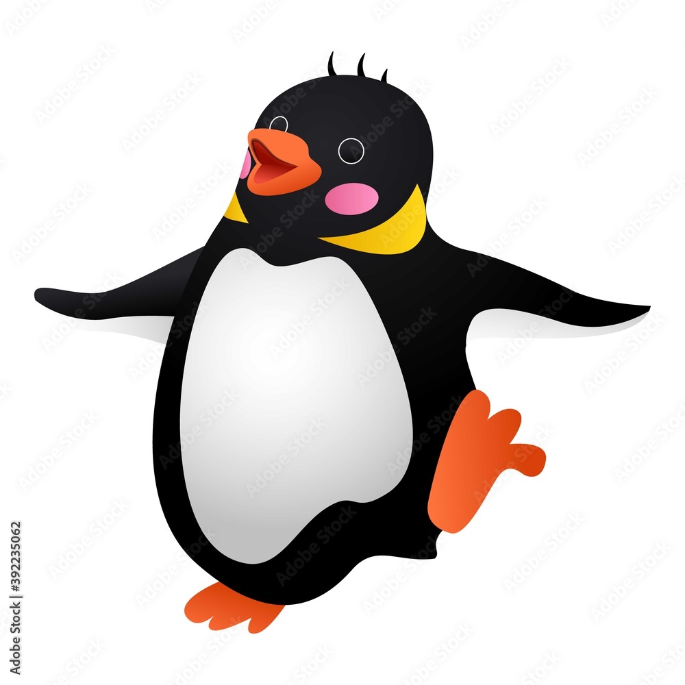 Poster dancing penguin icon. cartoon of dancing penguin vector icon for web design isolated on white backgr
