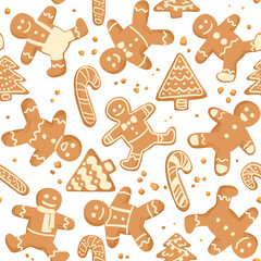 Christmas and New Year decorative vector seamless pattern.