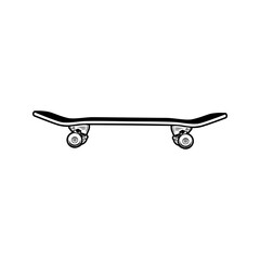 Skateboard vector illustration. Side view of board. Youth, summer activity, skate park, lifestyle concept for emblems or tattoo templates