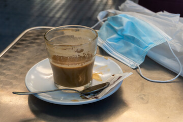 Closeup Cup of Coffee in Cafeteria