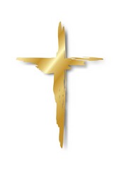 Hand drawn christian cross symbol hand painted with black ink