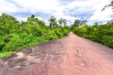 Pathway of Hin Sam Wan or Three Whale Rocks in Bueng Kan Province, Thailand