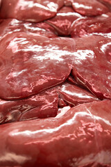 Fresh uncooked beef liver, offal