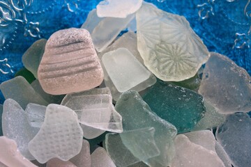 Close up of sea glass collection