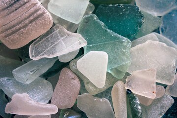 Close up of sea glass collection